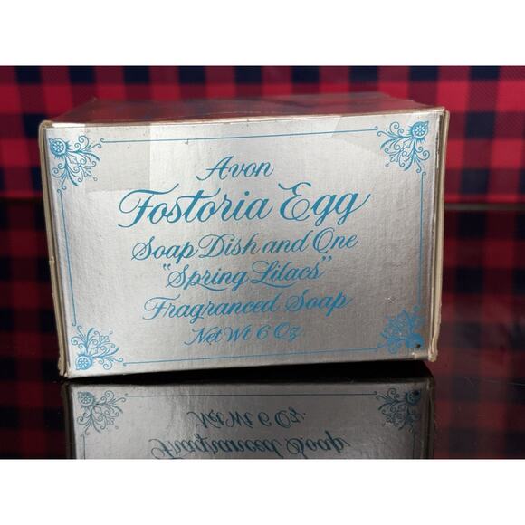 NIB Vintage Avon Fostoria Egg Soap Dish And Soap Spring Lilacs - Picture 13 of 13
